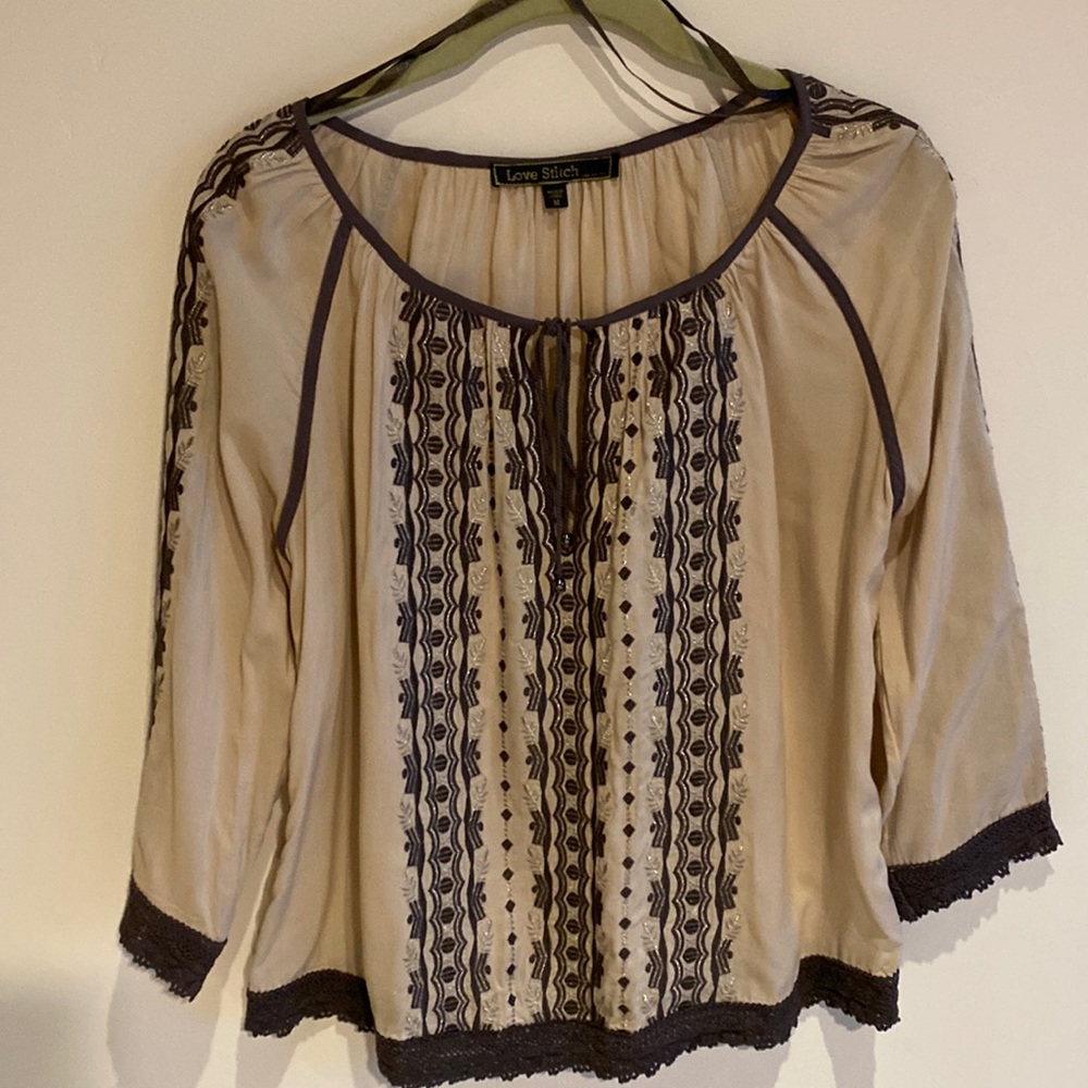 Love Stich lace & embroidered top, size M